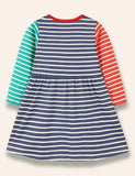 Christmas Animal Friend Appliqué Colorblocked Dress