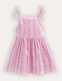 Flower Print Striped Suspender Dress