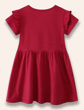 Floral Bunny Appliqué Ruffled Dress