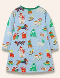 Christmas Animal Friend Printed Dress