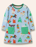 Christmas Animal Friend Printed Dress