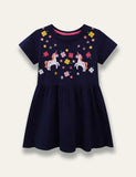 Unicorn Floral Embroidered Dress