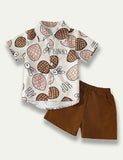 Easter Cartoon Bunny Egg Printed Shirt+Shorts