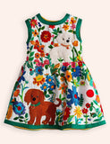 Floral Puppy Appliqué Dress