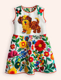 Floral Puppy Appliqué Dress