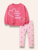 Heart Printed Sweatshirt Set