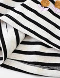 Cartoon Unicorn Appliqué Striped Dress