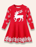 Christmas Snowflake Reindeer Sweater Dress