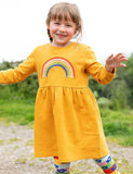 Rainbow Embroidered Pocket Long Sleeve Dress