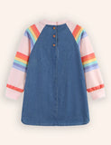 Cute Penguin Embroidered Denim Long-sleeved Dress