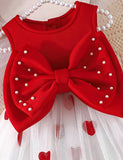 Valentine's Day Bow Heart Tulle Dress