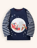 Santa Reindeer Print Long Sleeve T-Shirt