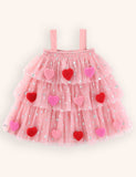 Valentine's Day Love Applique Tulle Suspender Dress
