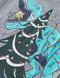 Christmas Tree Dinosaur Print Long Sleeve T-Shirt
