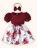 Floral Decorations with Bows Dress + Heaband