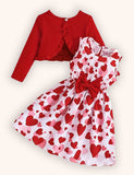 Valentine's Day Knitted Cardigan + Print Dress