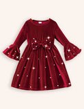 Bow Velvet Long Sleeves Dress