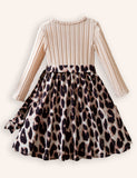 Knitted Leopard Print Long Sleeve Dress