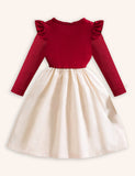 Christmas Ruffle Sleeve Splicing Princess Dress