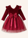 Velvet Bow Tulle Dress