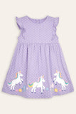 Appliqué Frill Shoulder Pretty Summer Jersey Dress