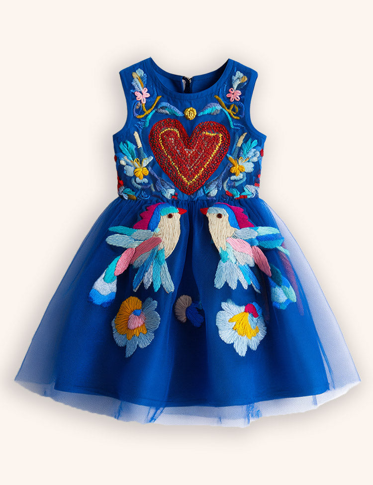 Valentine's Day Embroideried Party Tulle Dress