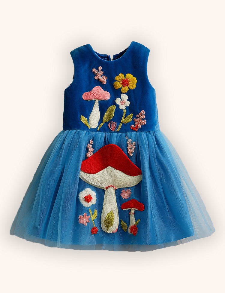 Fun Mushroom Applique Tulle Dress