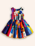 Oil Painting Brush Printed Dress