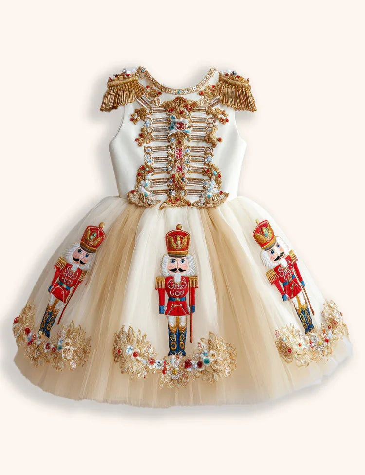 Clearance Sale - Nutcrackers Gloden Tulle Appliqué Dress