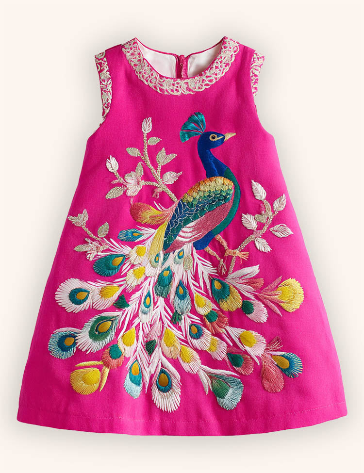 Peacock Embroidered Dress