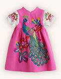 Peacock Embroidered Dress