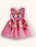 Floral Butterfly Embroidered Party Tulle Dress