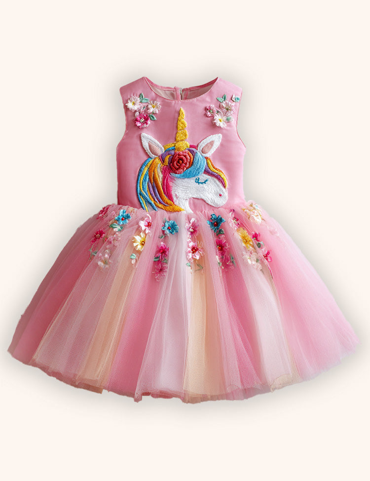 Flower Unicorn Party Tulle Dress