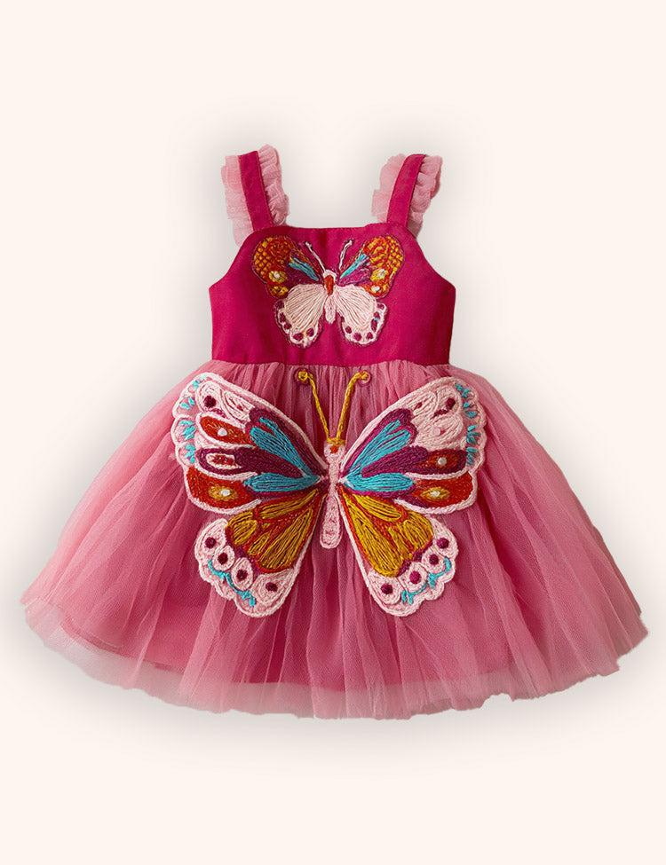 Big Butterfly Applique Tulle Dress