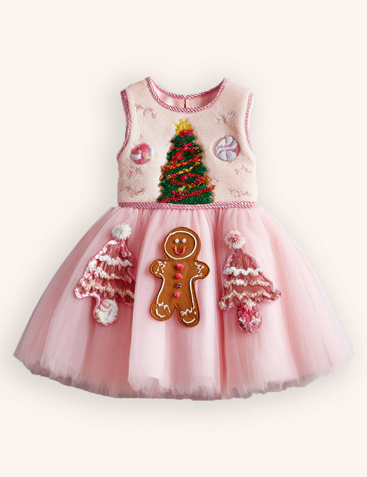 Tulle Gingerbread Embroidered Dress