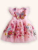 Floral Butterfly Embroidered Party Tulle Dress