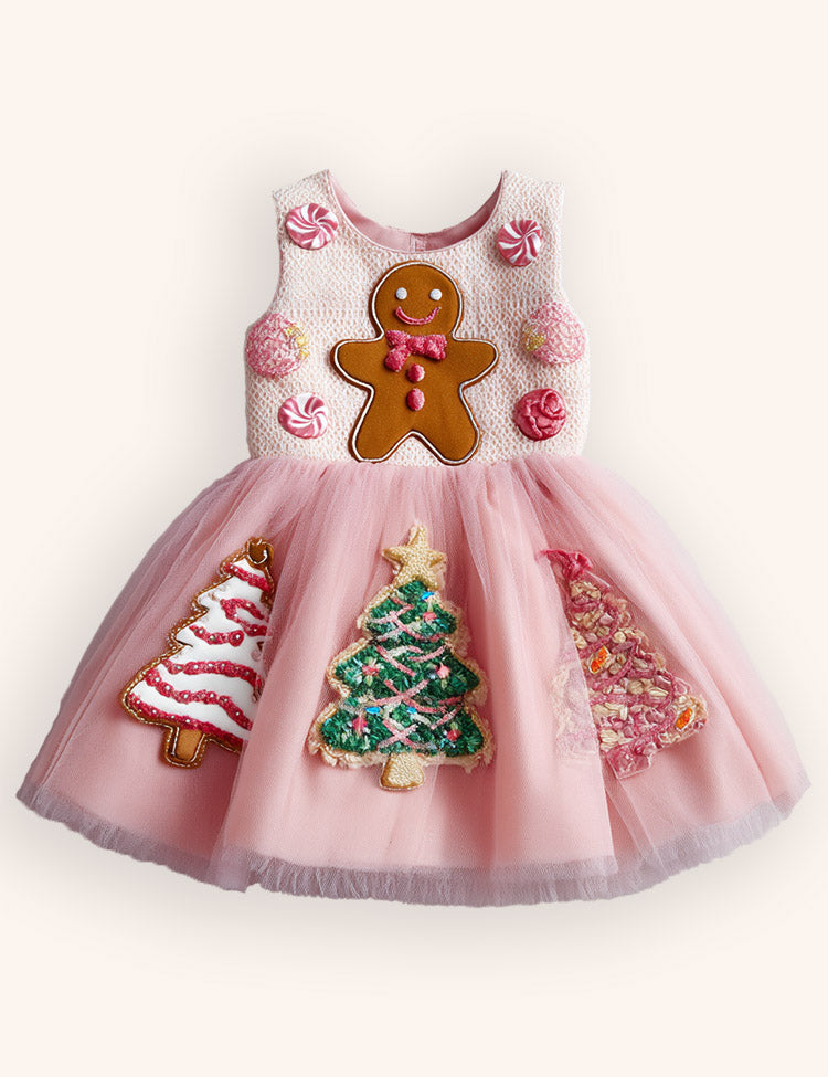 Tulle Gingerbread Embroidered Dress