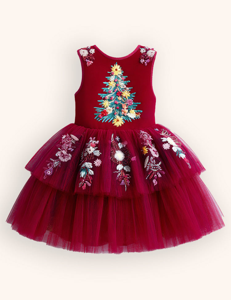 Christmas Tree Tulle Appliqué Dress
