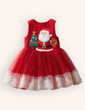 Tulle Christmas Santa Embroidered Dress