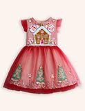 Tulle Christmas Tree Gingerbread Appliqué Dress