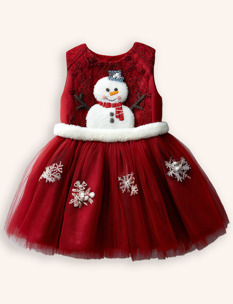 Tulle Snowman Appliqué Dress