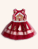 Tulle Christmas Gingerbread Appliqué Dress