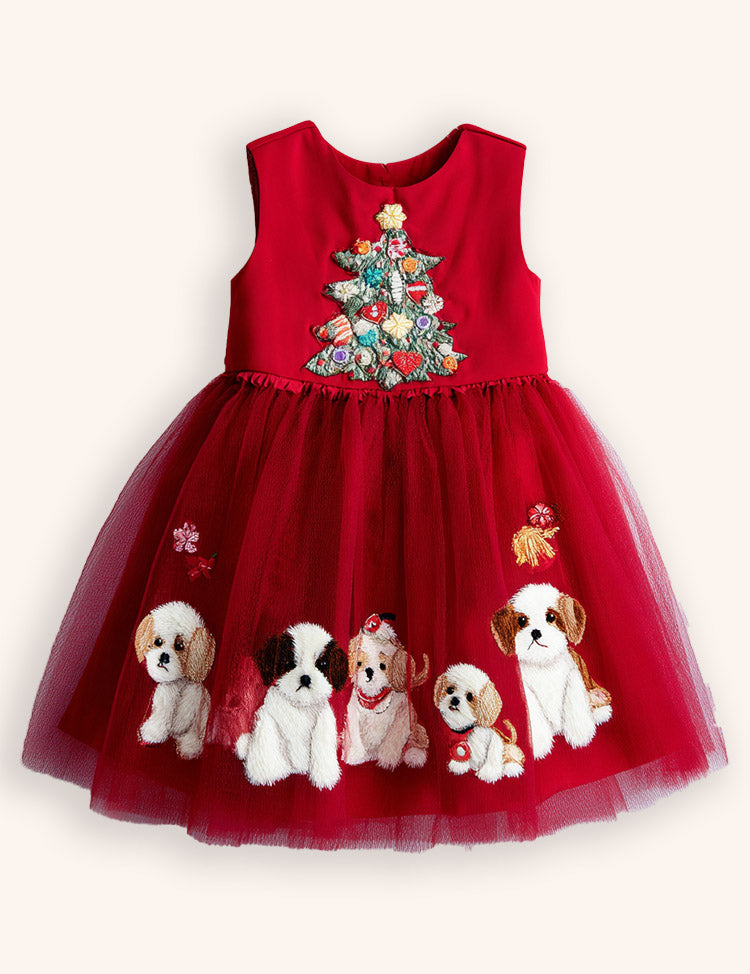 Tulle Puppy Christmas Tree Dress