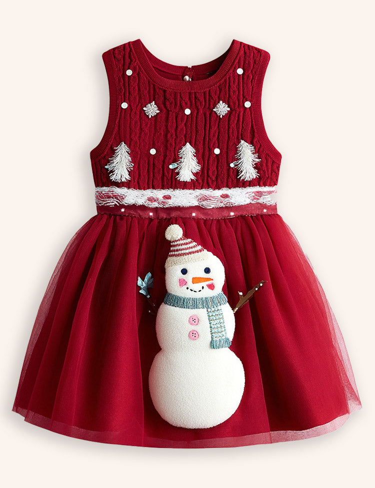 Tulle Snowman Appliqué Dress