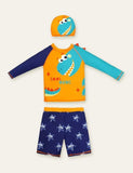 Animal Long Sleeve Swim Suit + Cap