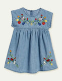 Embroidered Denim Princess Dress - Mini Taylor