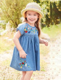 Embroidered Denim Princess Dress - Mini Taylor