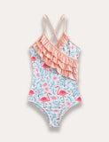 Flamingo Ruffled One-piece Swimsuit