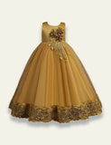 Flower Flat Tail Long Tail Party Dress
