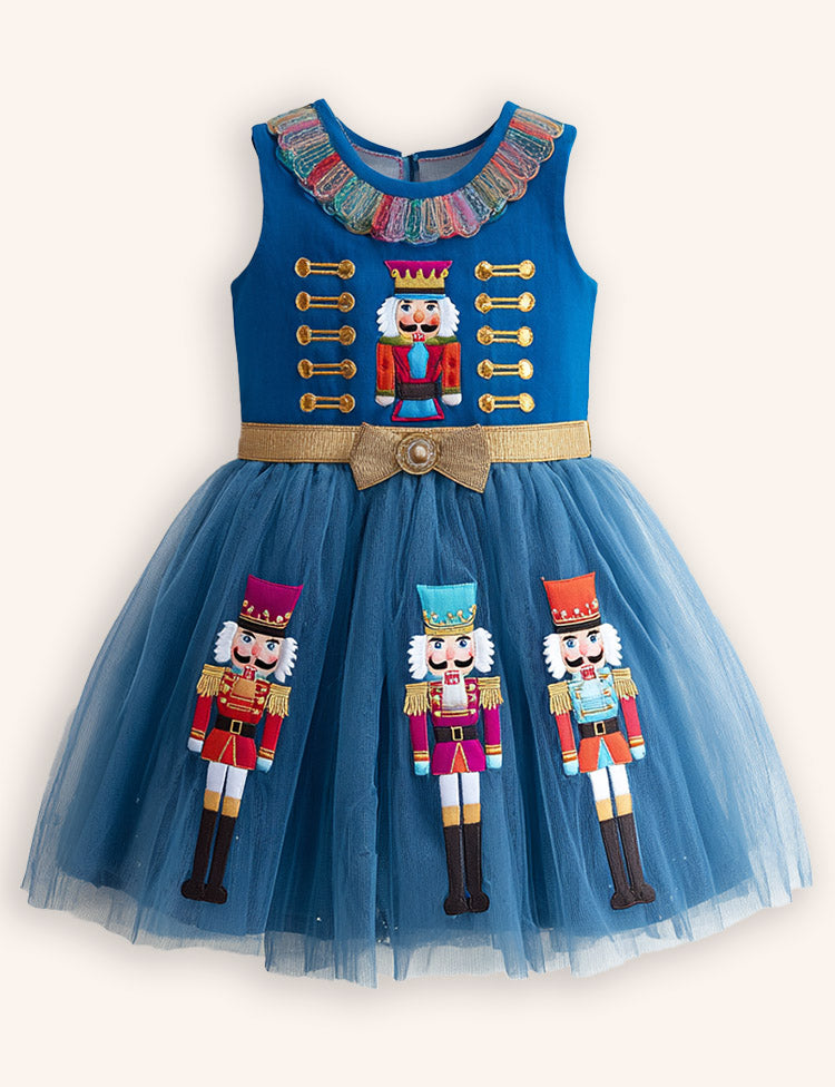 Nutcrackers Velour Tulle Appliqué Dress
